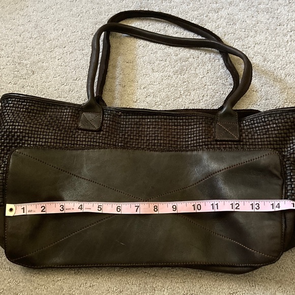 HARBOUR 2ND dark woven leather shoulder/tote bag. - Picture 12 of 14